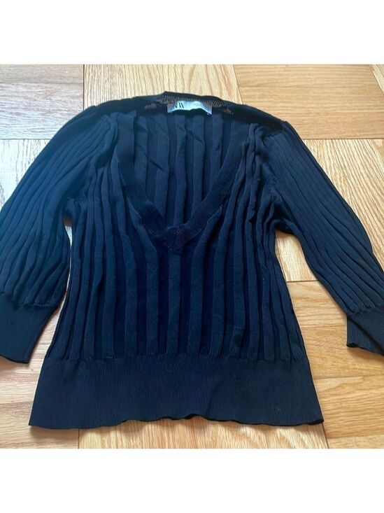 Zara Sweaters - Zara Black V-Neck Sweater Small